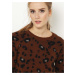 Tmavohnedý sveter s leopardím vzorom CAMAIEU