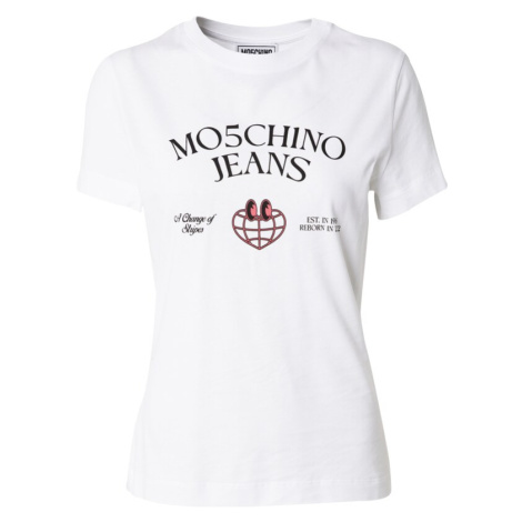 Moschino Jeans Tričko  ružová / čierna / biela