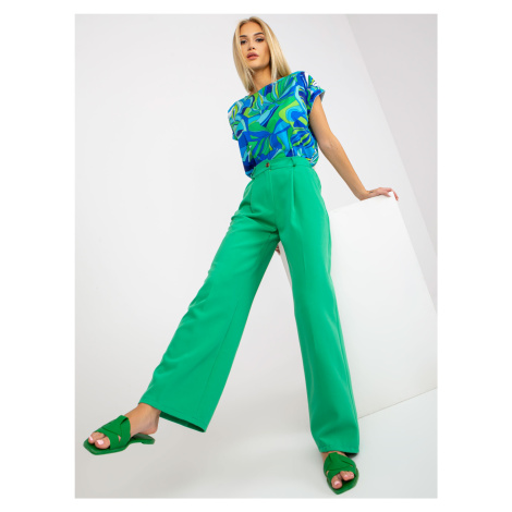 Green wide trousers with pockets