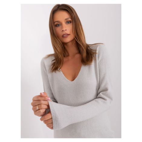 Light gray women's classic neckline sweater