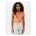 Oranžové dievčenské tričko s metalickým logom GAP