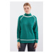 Bigdart 15879 Striped Oversize Knitwear Sweater - Emerald Green