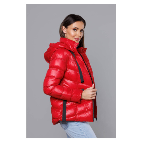 Krátka červená dámska zimná bunda (23066-(270)(1)) J.STYLE