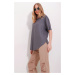 Trend Alaçatı Stili Women's Anthracite Crew Neck Oval Cut Modal T-Shirt