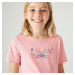 Dievčenské tričko 100 na cvičenie ružové s potlačou