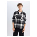 DEFACTO Relax Fit Casual Cut Plaid Lumberjack Flannel Cotton Long Sleeve Shirt