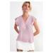 Trendyol Pink Button Detailed Flowy Semi Sheer Woven Blouse