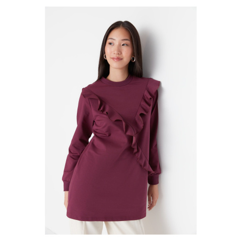 Trendyol Purple Ruffle Detailed Knitted Tunic