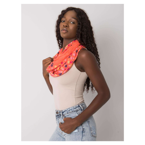 Orange scarf with colored polka dots