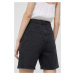 Rifľové krátke nohavice Abercrombie & Fitch dámske, čierna farba, jednofarebné, vysoký pás