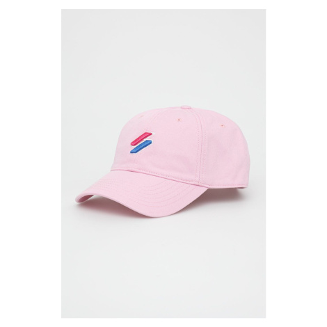 Bavlnená čiapka Superdry ružová farba, s nášivkou