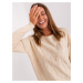 Light beige women's classic sweater with cuffs