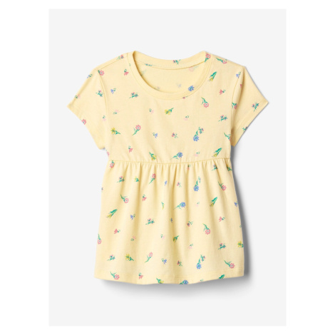 Žlté dievčenské kvetované tričko GAP