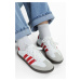 Shoeberry Women's Sambai White-Red Striped Flat Sneakers