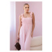 Strappy jumpsuit with a gathered top in powder pink