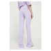 Nohavice HUGO dámske, fialová farba, rovné, vysoký pás
