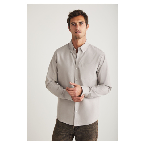 GRIMELANGE Cliff Men's 100% Cotton Pocket Oxford Gray Shirt