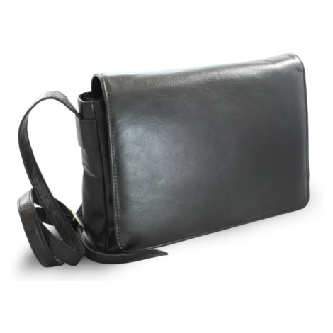 Černá kožená klopnová kabelka 213-7320-60 Arwel