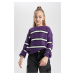 DEFACTO Girl's Crew Neck Striped Sweater