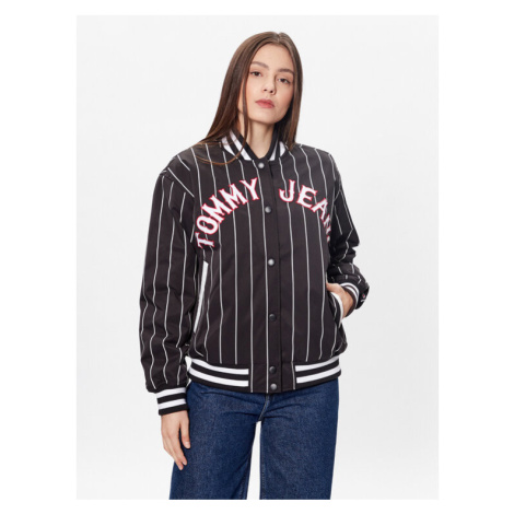 Tommy Jeans Bundy bomber Pinstripe Letterman DW0DW15336 Čierna Relaxed Fit Tommy Hilfiger