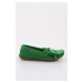 DGN Women's Tassel Detailed Loafer Shoes Green Suede Genuine Leather