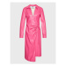MSGM Šaty z imitácie kože 3341MDA04P 227615 Ružová Regular Fit
