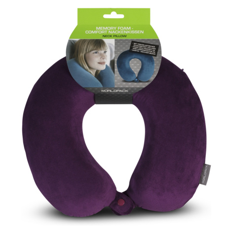 WORLDPACK TRAVEL PILLOW cestovný vankúš z pamäťovej peny - fialový