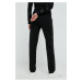 Nohavice Emporio Armani dámske, čierna farba, rovné, stredne vysoký pás