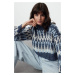 Trendyol Blue Soft Texture Thick Stand Collar Crop Knitwear Sweater