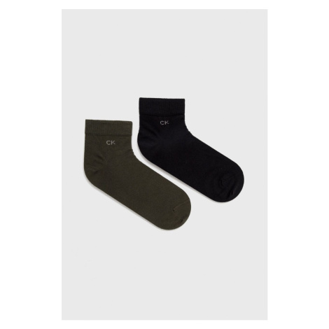 Ponožky Calvin Klein (2-pak) pánske, zelená farba