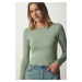 Happiness İstanbul Women's Green Crew Neck Saran Knitted Blouse