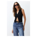 Trendyol Black Crop Premium/ Special Yarn Top Knit Vest