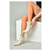 Fox Shoes Women's Beige Low Heel Boots