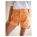 Orange denim shorts with high waist