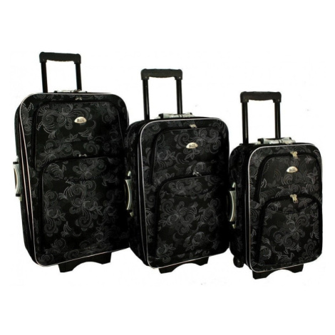 Sada 3 čiernych cestovných kufrov "Ornament" - M, L, XL