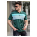 Madmext Green Striped Polo Neck Men's T-Shirt 5864