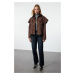 Trendyol Brown Oversize Mold Shoulder and Collar Detailed Thin Jacket Coat