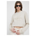 Bavlnená mikina Calvin Klein Jeans dámska, béžová farba, s nášivkou