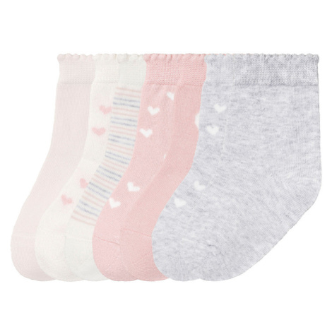 lupilu® Dievčenské ponožky, 7 párov (srdiečka/biela/bledoružová/sivá)