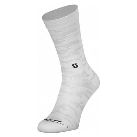 SCOTT Cyklistické ponožky klasické - TRAIL CAMO CREW - biela/šedá