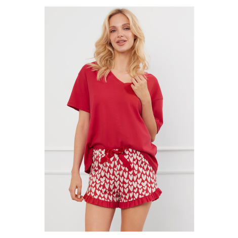 Dámske pyžamo Italian Fashion Evora kr.r. kr.sp. Farba: Červená