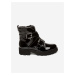 Čierne dámske lesklé členkové topánky s ozdobnými detailmi Steve Madden Hoofy