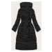 Čierny dámsky zimný kabát s opaskom (2M-061)