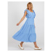 Light blue flared dress with ruffle