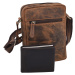 Pánske kožené crossbody tmavohnedý hunter V 250586