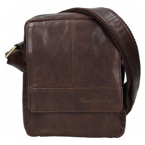 Pánska kožená taška cez rameno SendiDesign Petrson - tmavo hnedá Sendi Design
