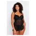 Trendyol Curve Black High Waist Underwire Babydoll & Thong Set