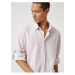 Koton Woven Shirt Classic Collar Buttoned Turnable Sleeve Detail