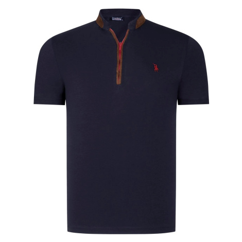 T8571 DEWBERRY ZIPPERED MEN'S T-SHIRT-PLAIN NAVY BLUE