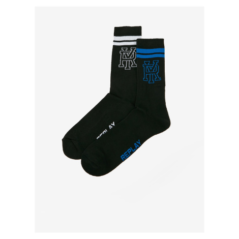 Súprava dvoch párov ponožiek v čiernej farbe Replay